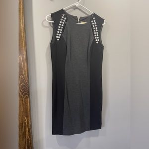 Michael Kors Grey & Black, silver studded accents dress